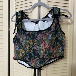 Vintage Floral Tapestry Corset Top